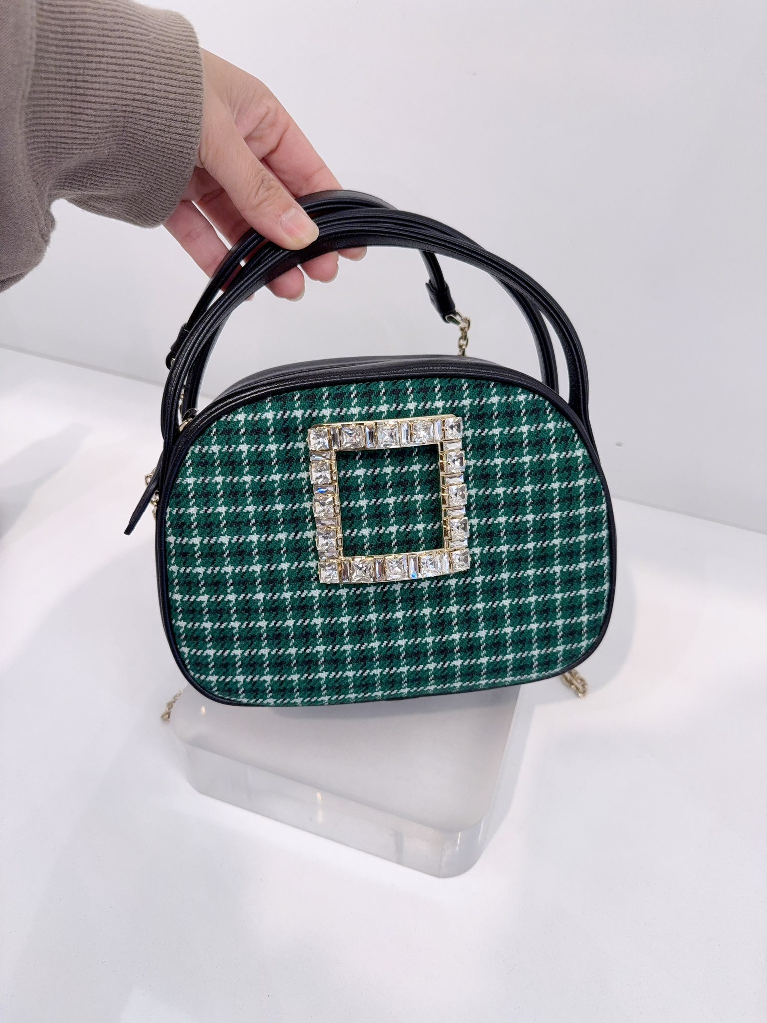 Roger Vivier RV Fabric Ladybud Mini Bag Forest Green