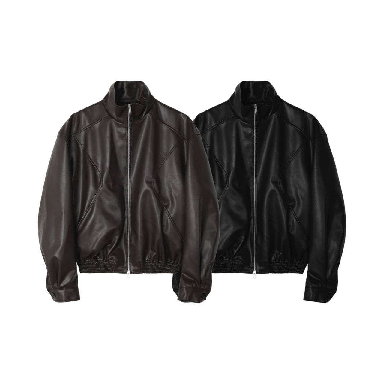 企領拉鍊合成皮褸 Veil-064JK