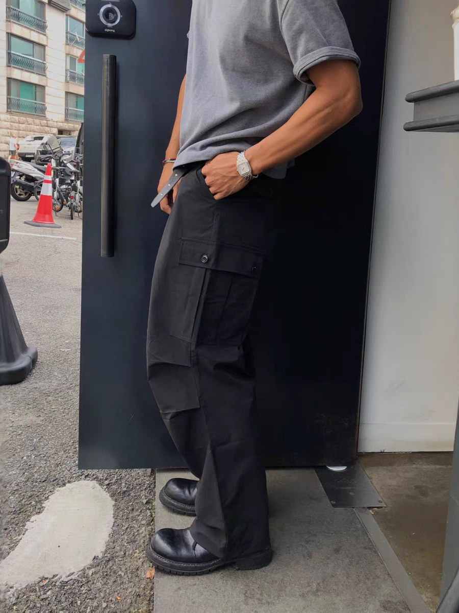 比喬染色棉質工裝褲