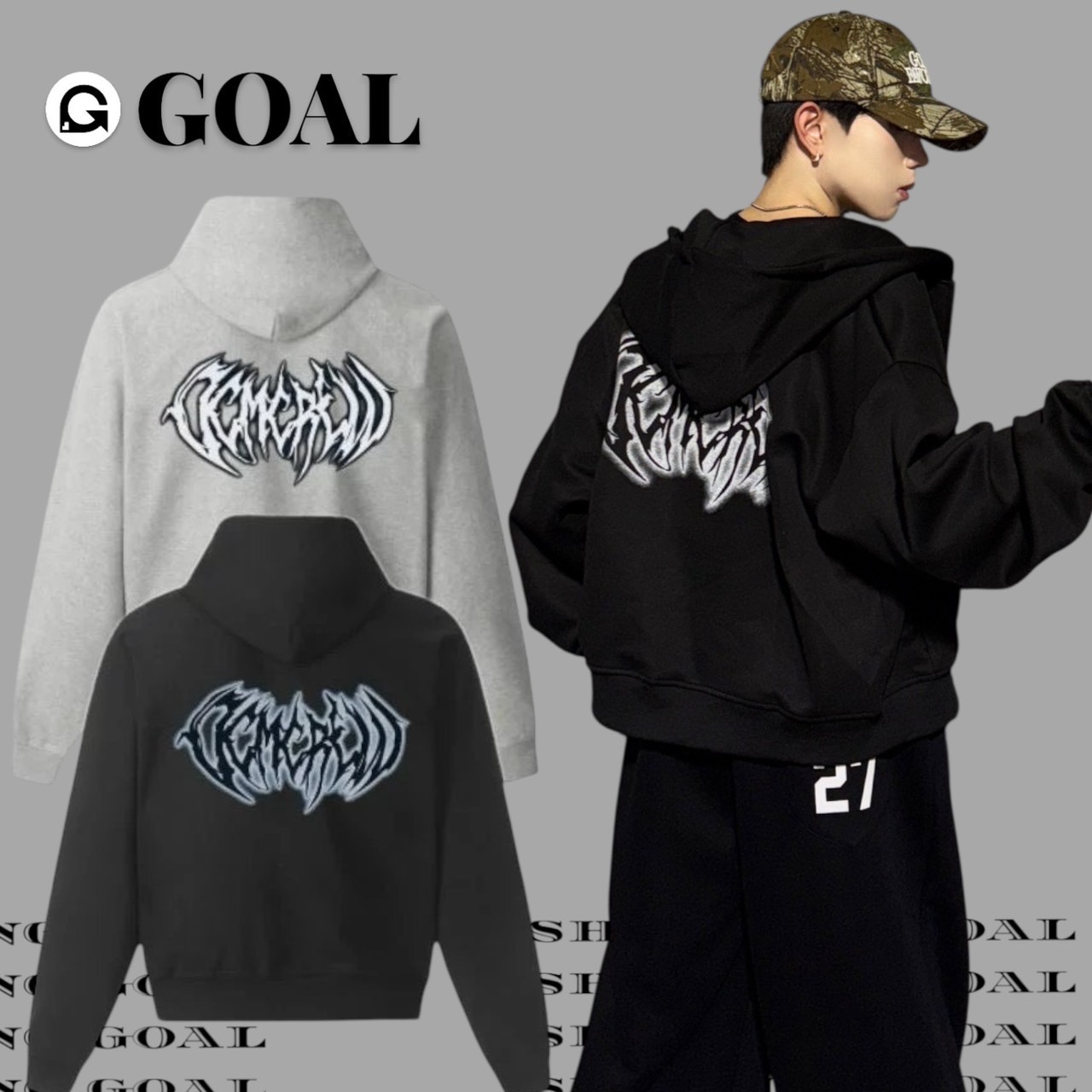 (GOAL) DCM BOXY 爆裂紋 棉質連帽外套