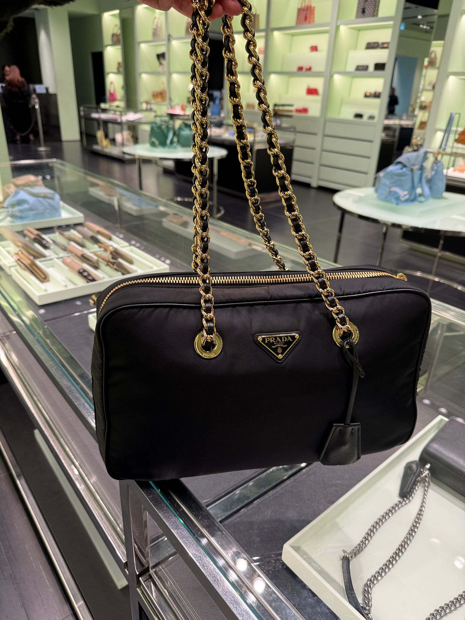 Prada Re-Edition 1978 large Re-Nylon and Saffiano leather two-handle bag black 1BB114