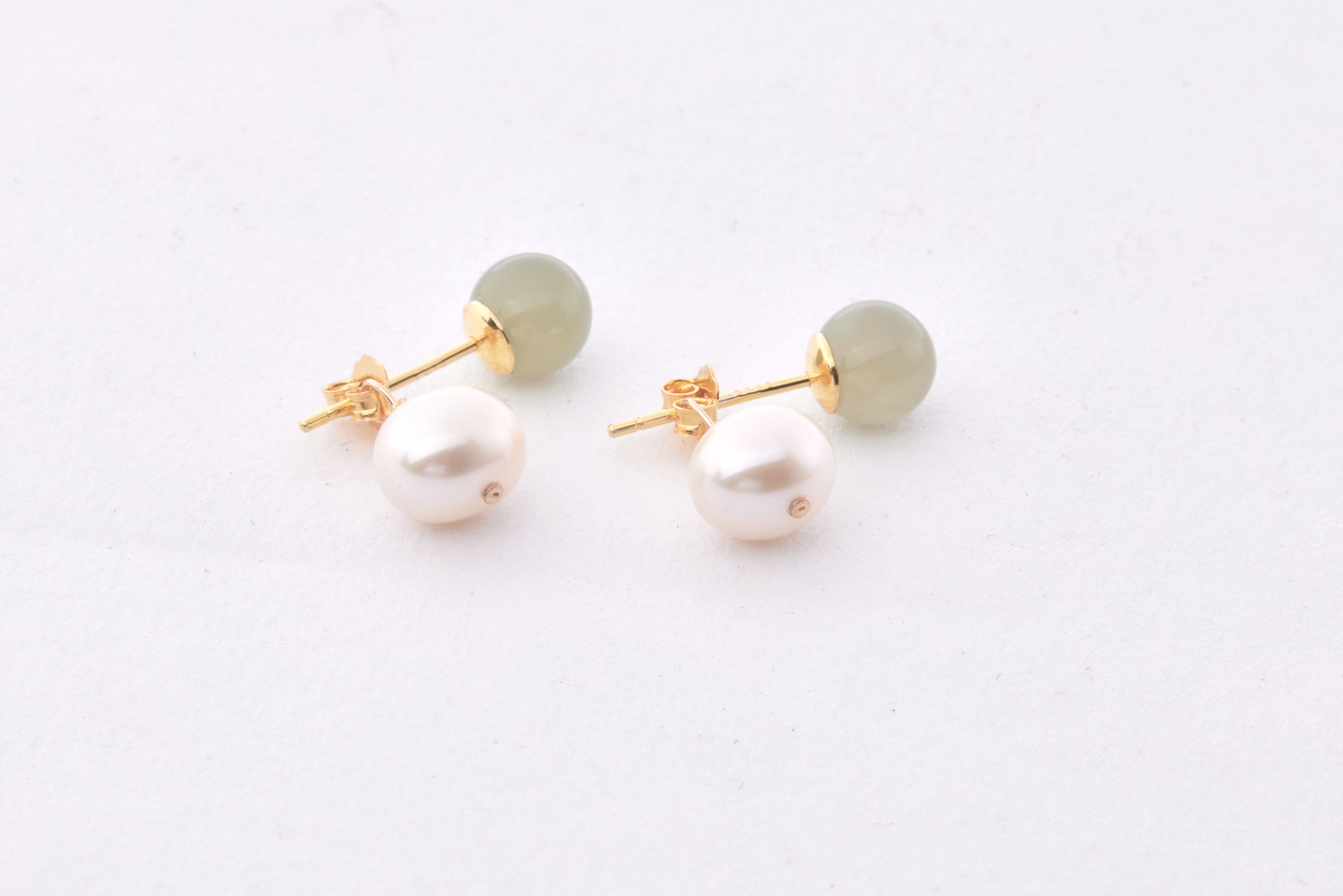 和田玉珍珠耳環