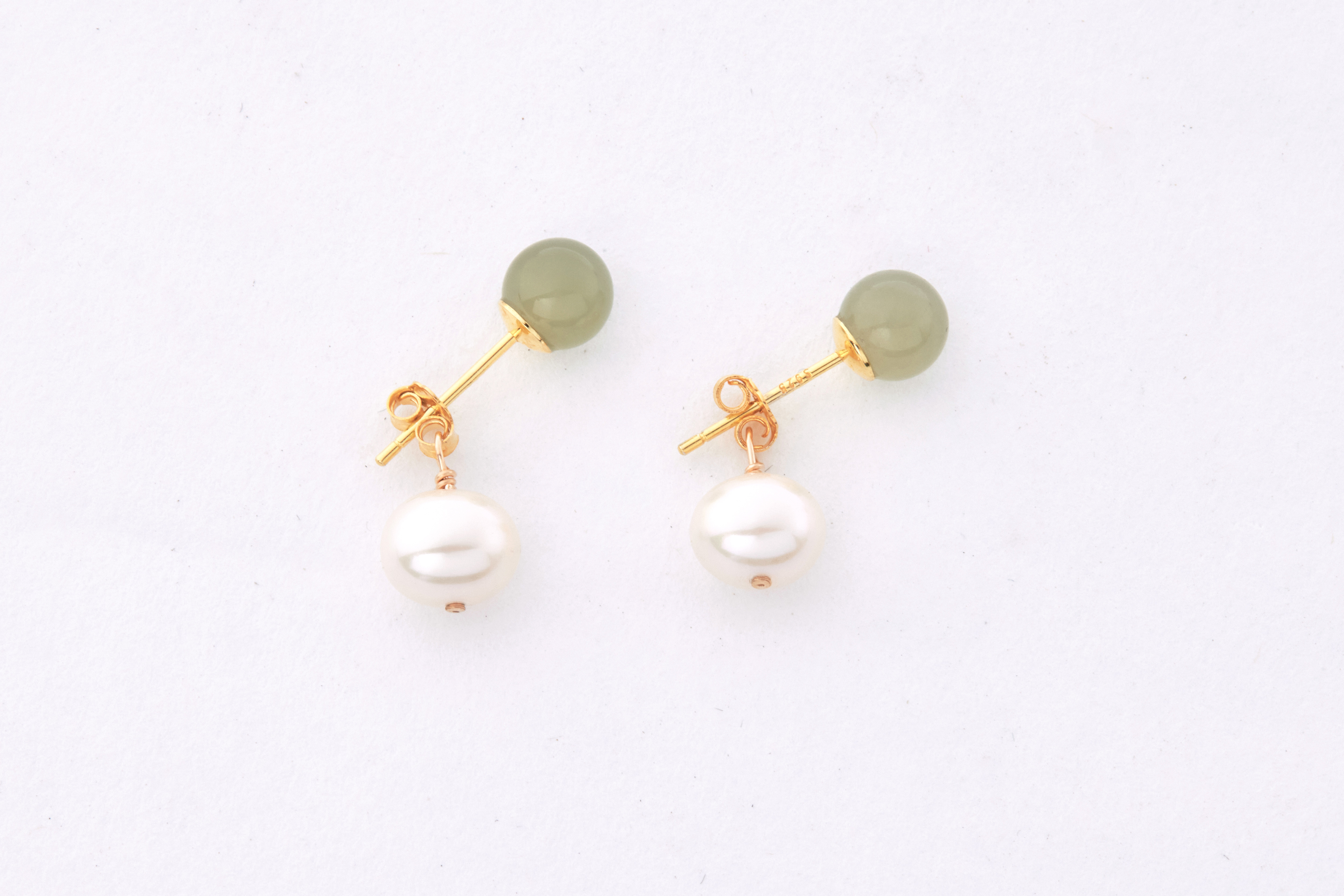 和田玉珍珠耳環