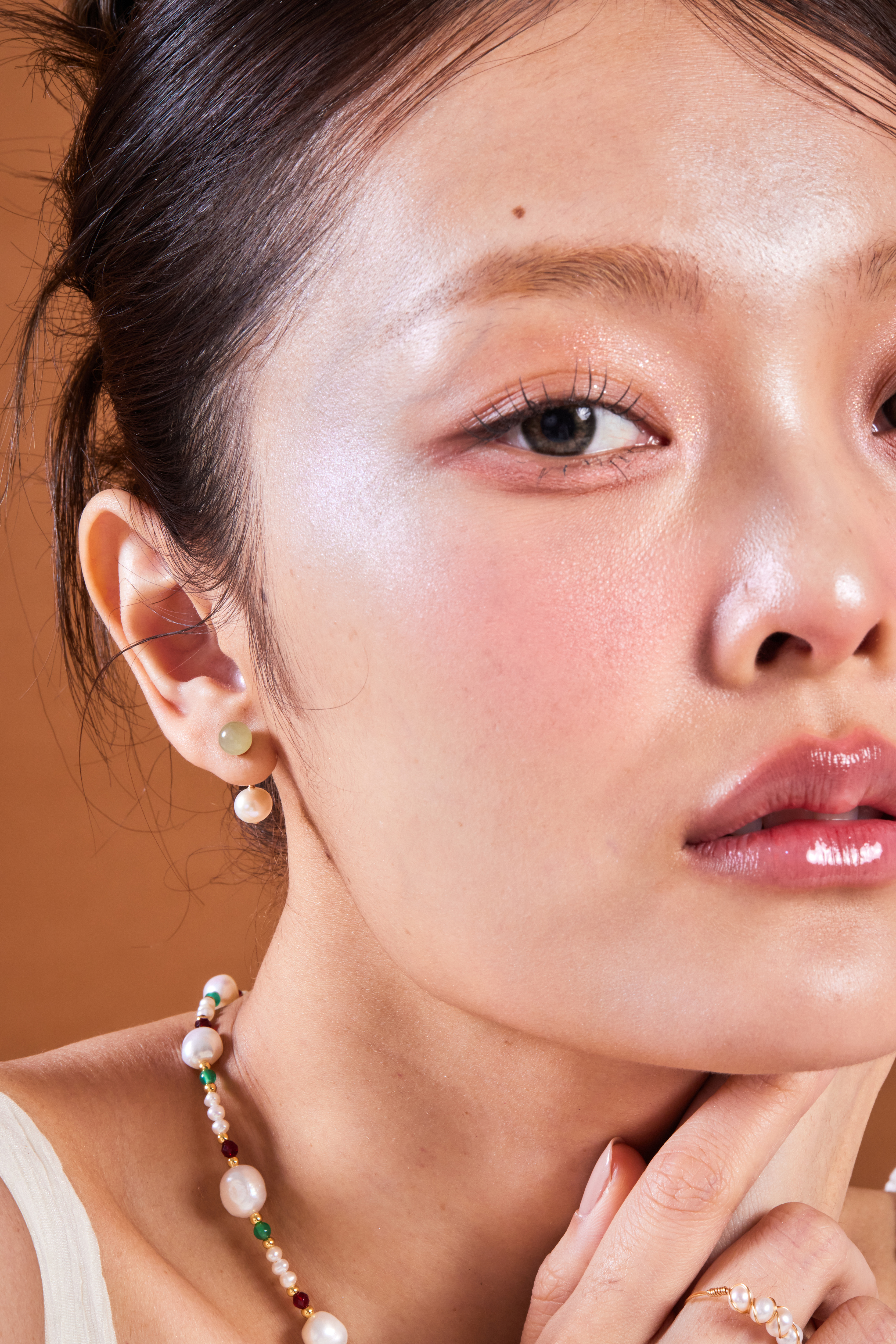 和田玉珍珠耳環