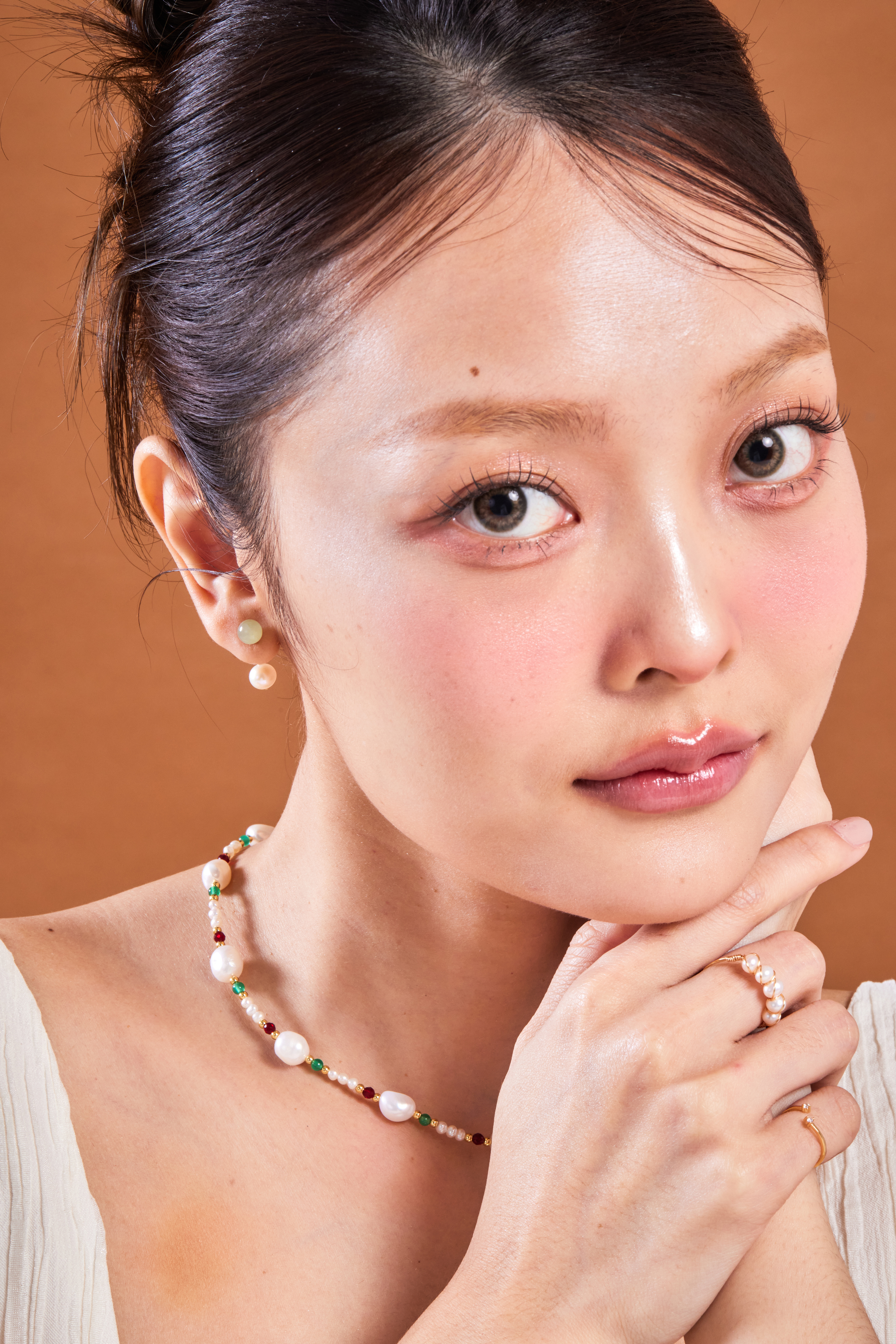 和田玉珍珠耳環