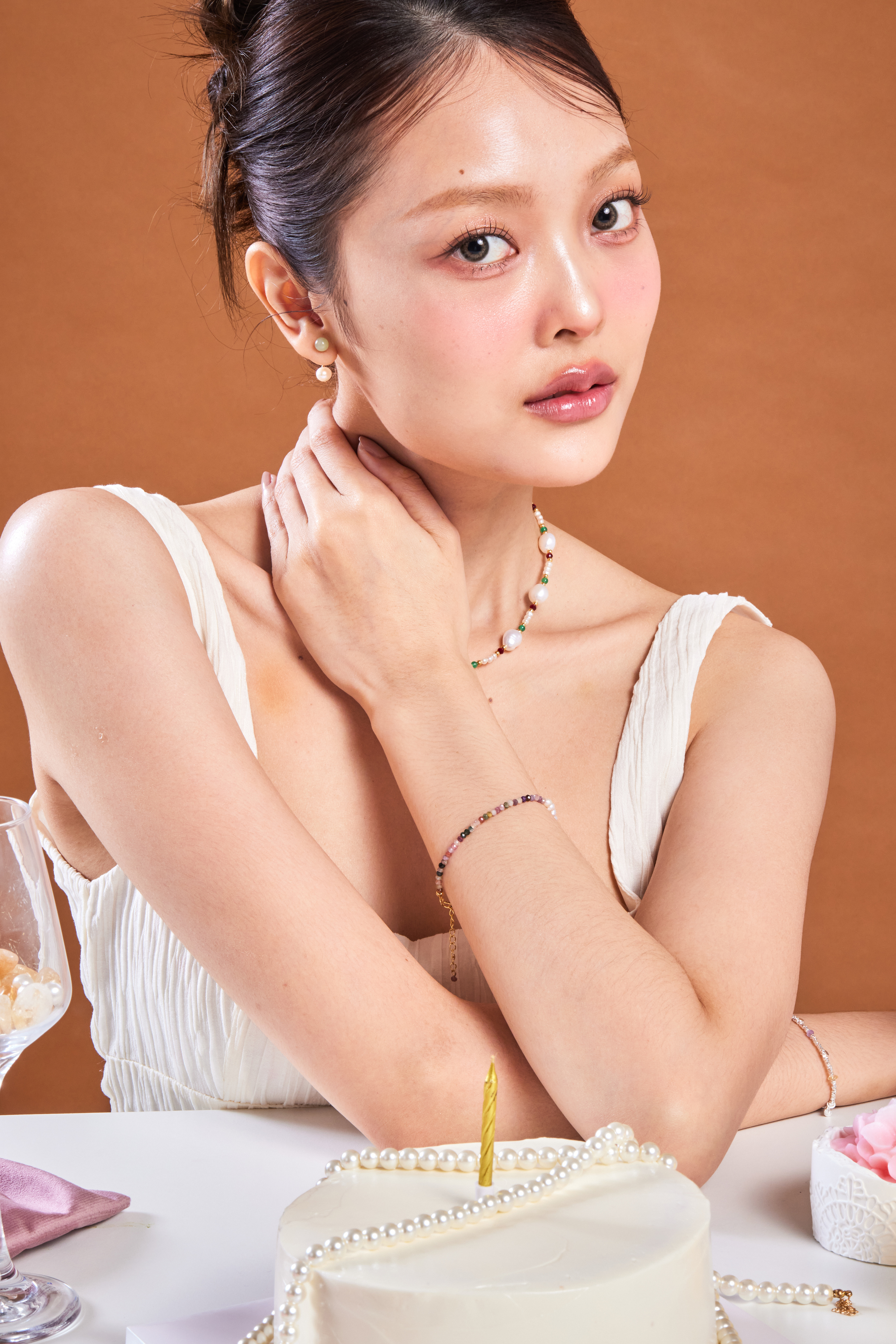 和田玉珍珠耳環