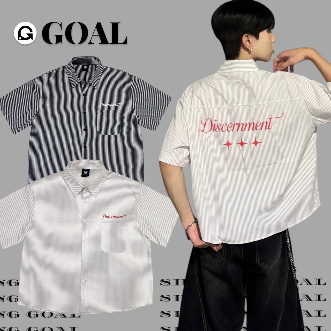 (GOAL) DCM BOXY 細條紋襯衫 背後潮寫