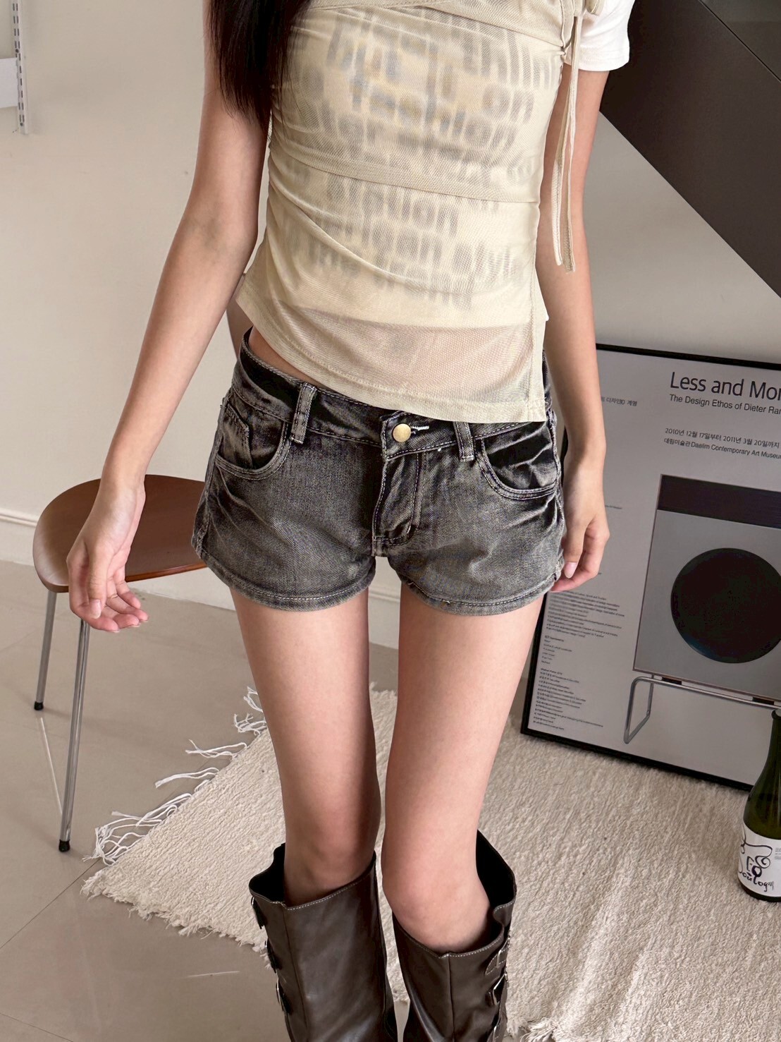 穿起來不基礎 水洗包臀短熱褲