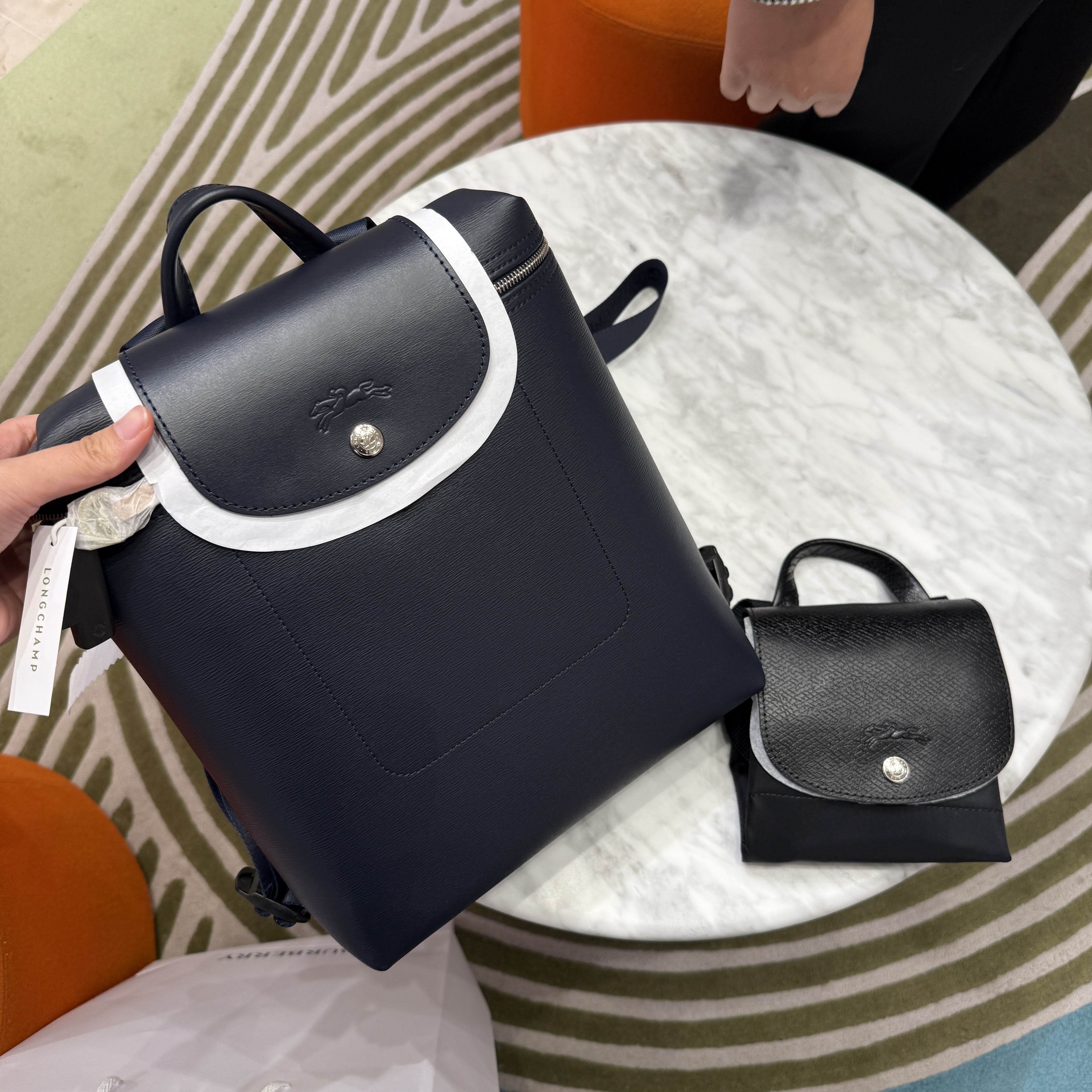 Longchamp Le Pliage City canvas backpack bag navy L1699