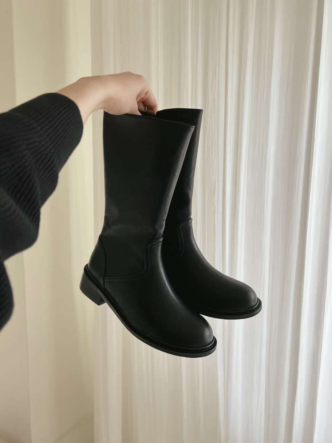 牛皮中長筒boots