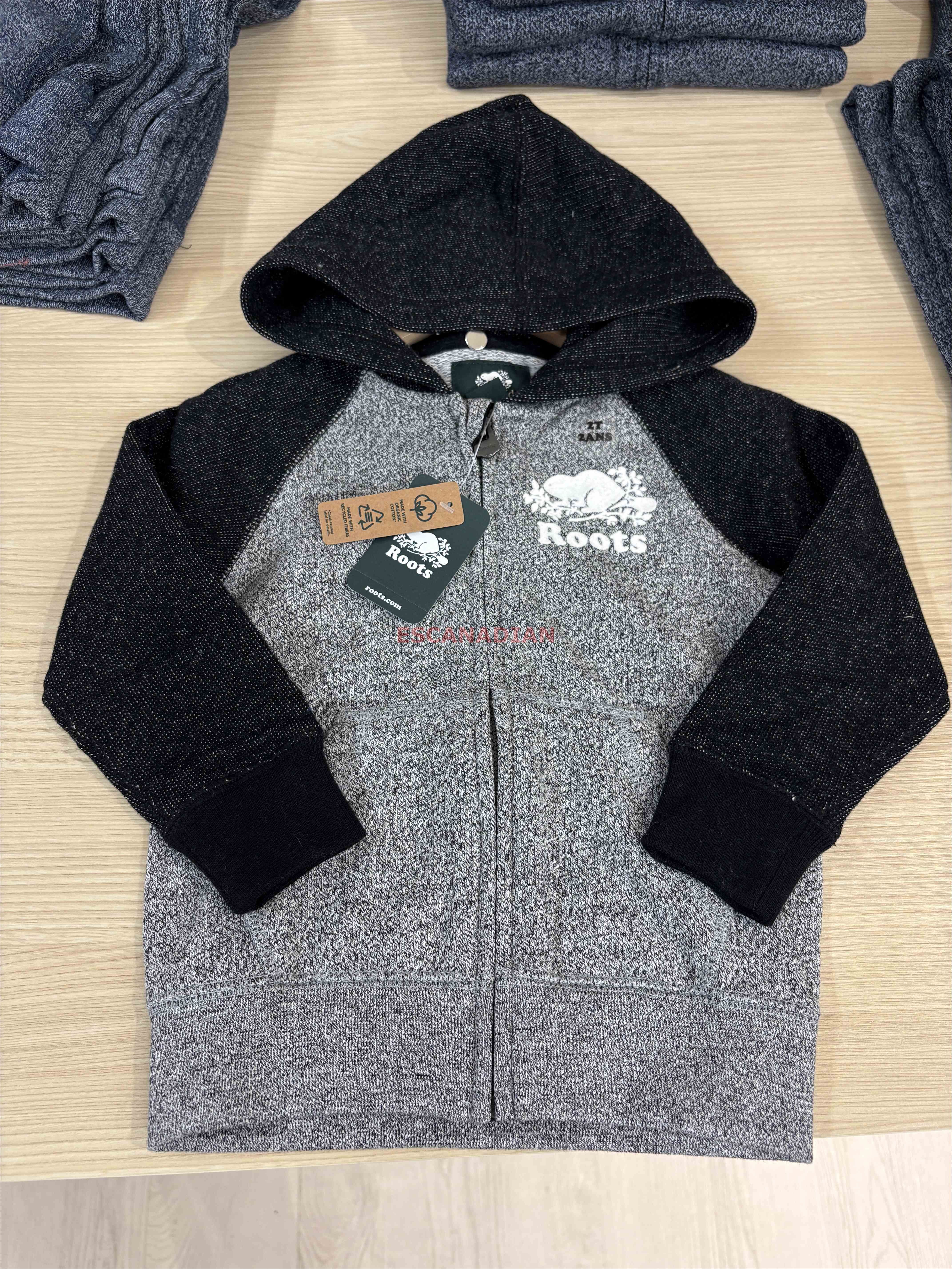 ROOTS 小童/baby 經典款 海狸 棒球袖 刷毛 連帽外套