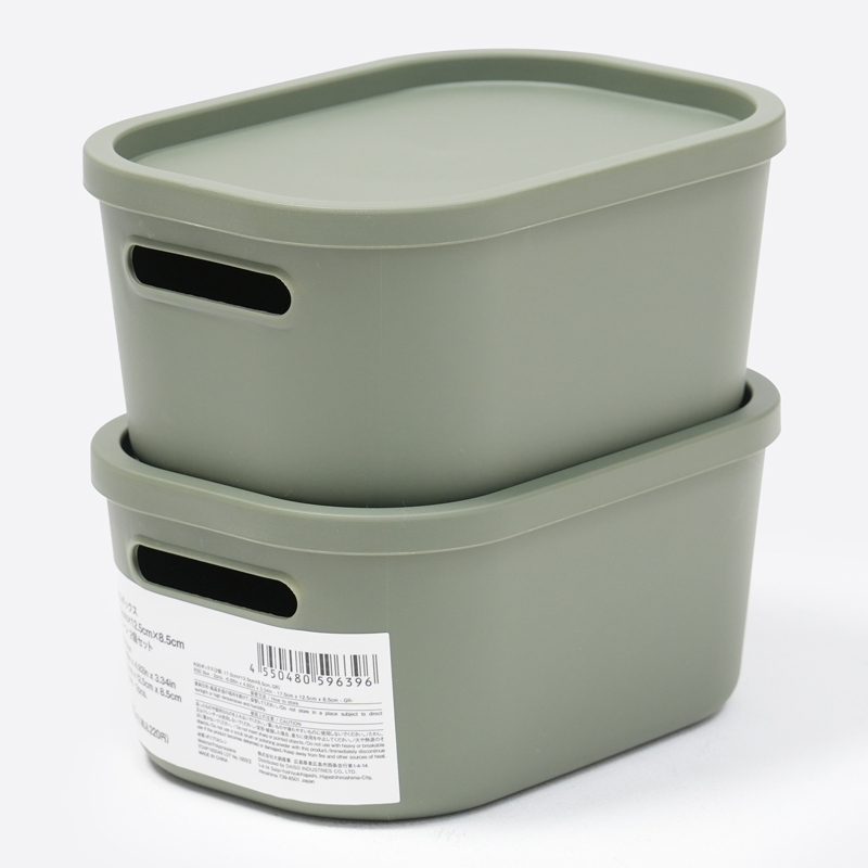 SP R30附蓋收納盒/綠 17.5×12.5×8.5cm 2入