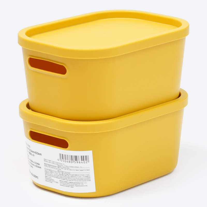 SP R30附蓋收納盒/黃 17.5×12.5×8.5cm 2入