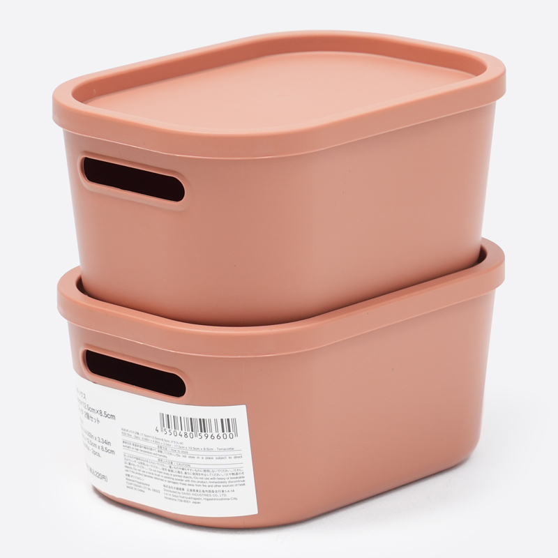 SP R30附蓋收納盒/橘 17.5×12.5×8.5cm 2入