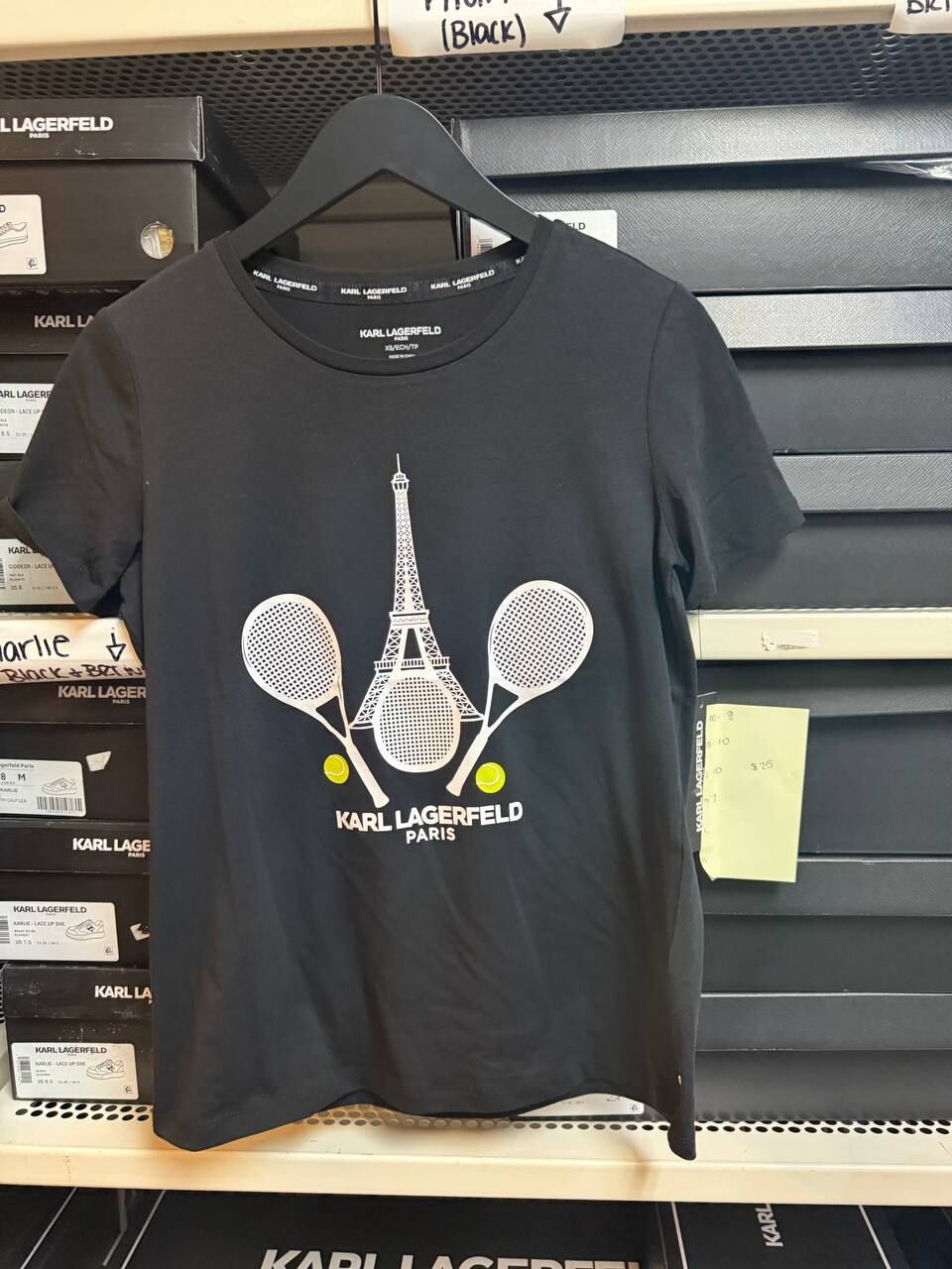 [U] KARL LAGERFELD BLACK PARIS RACQUET TEE, L5WHB086-BLK (UKL85)