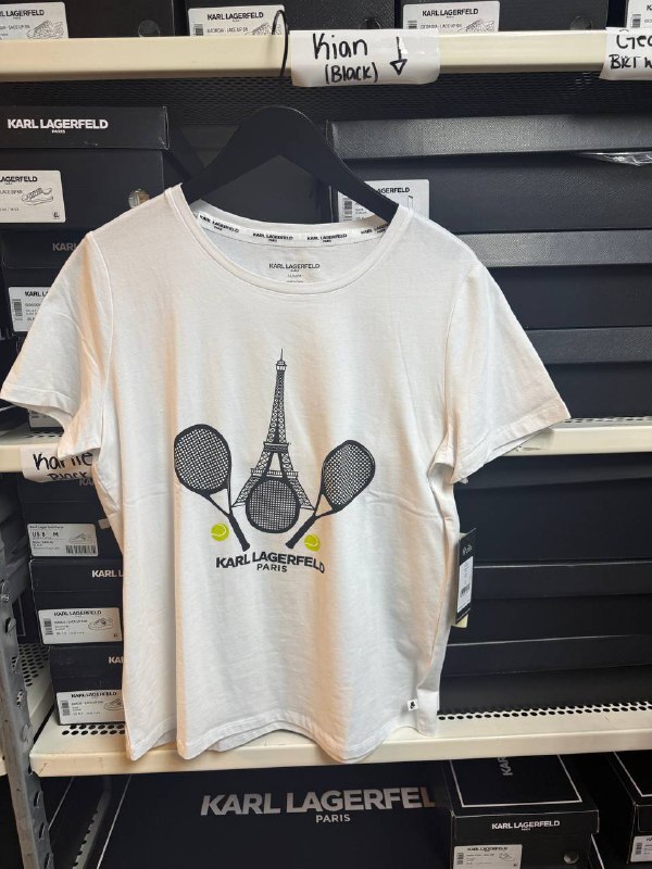 [U] KARL LAGERFELD WHITE PARIS RACQUET TEE, L5WHB086-WHT (UKL86)