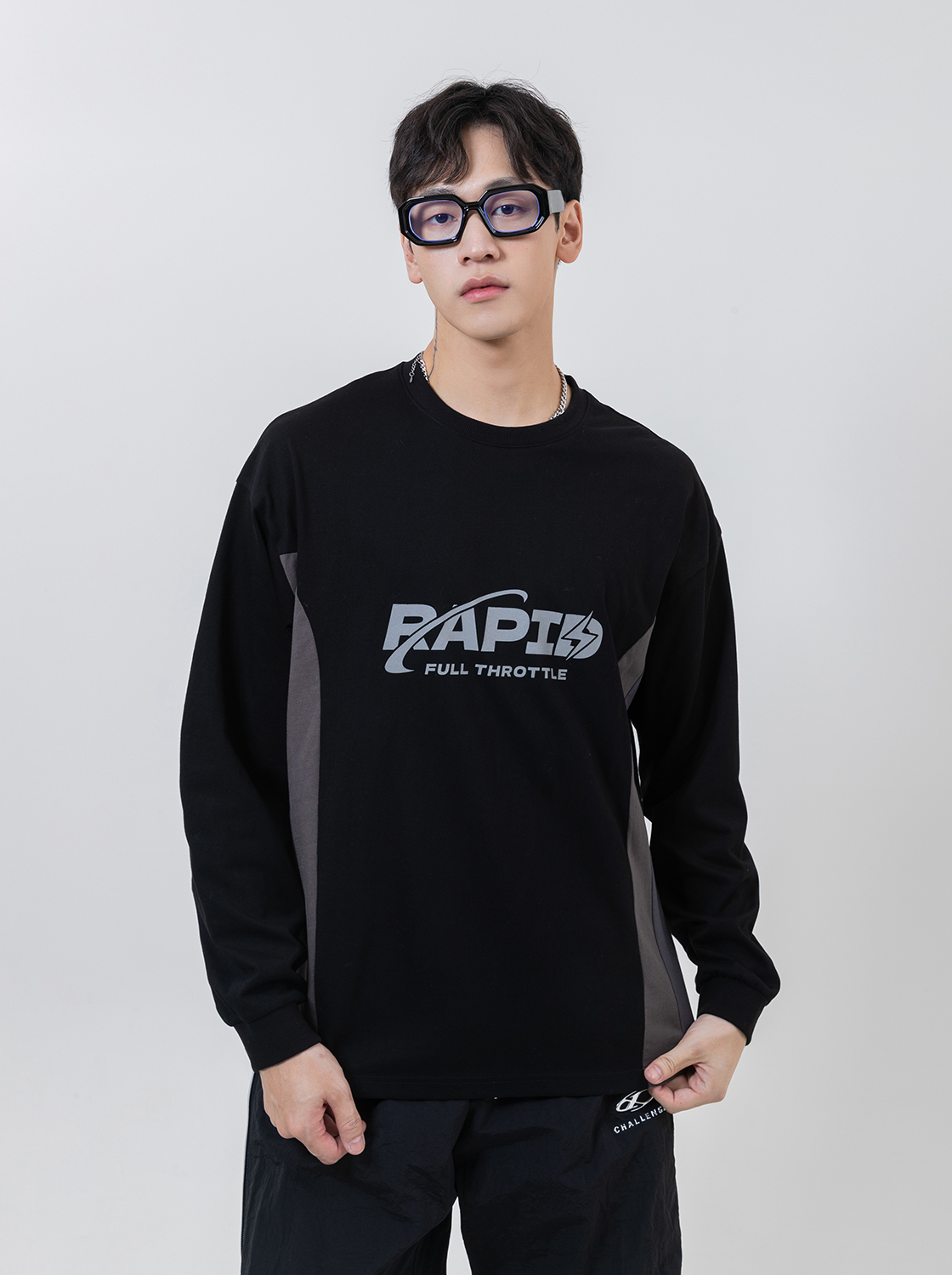 【第二件5折】復古撞色拼接印花TEE