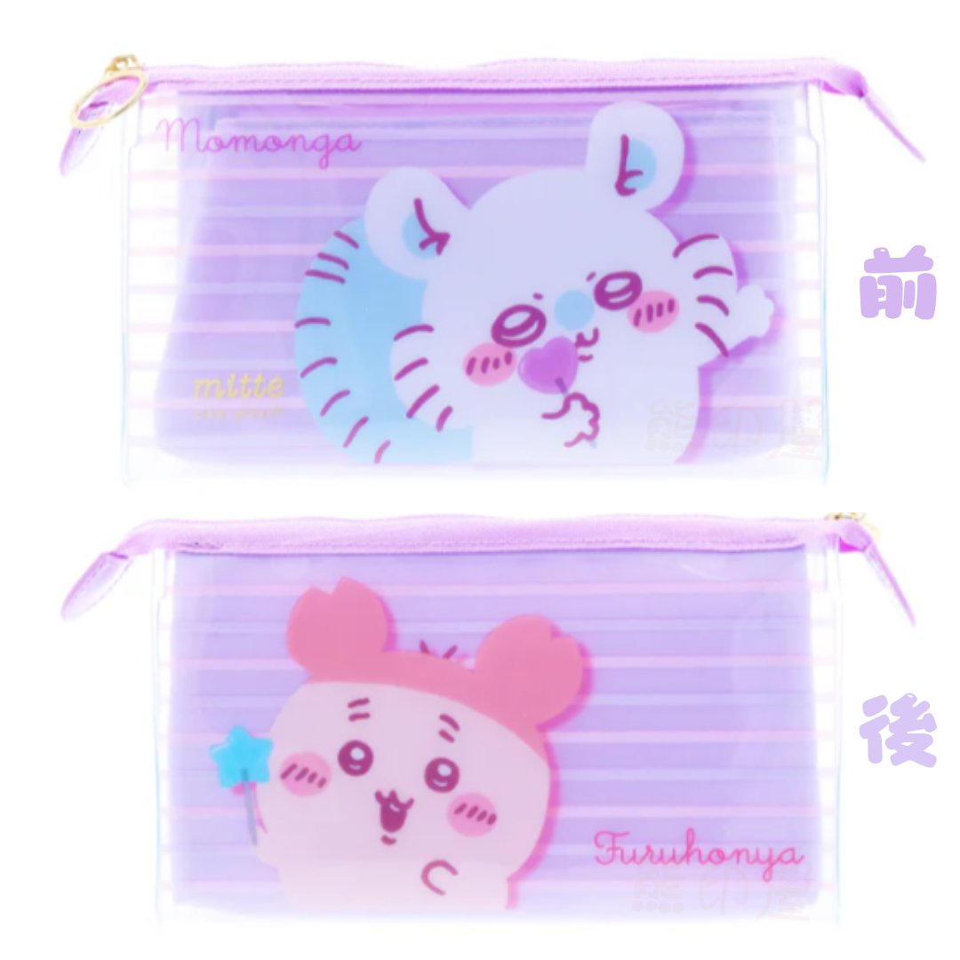 Chiikawa飛鼠古本屋小螃蟹透明化妝包 筆袋 萬用袋 一個