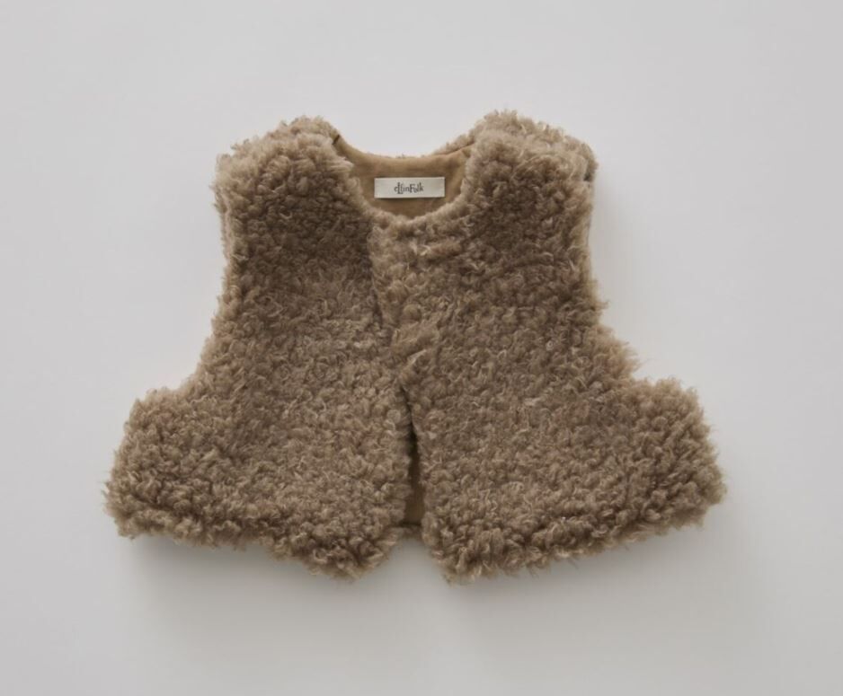 ELFINFOLK 捲捲毛背心 Curly Boa Vest brown