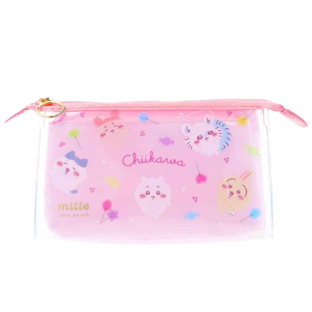 Chiikawa透明化妝包 筆袋 萬用袋(粉)