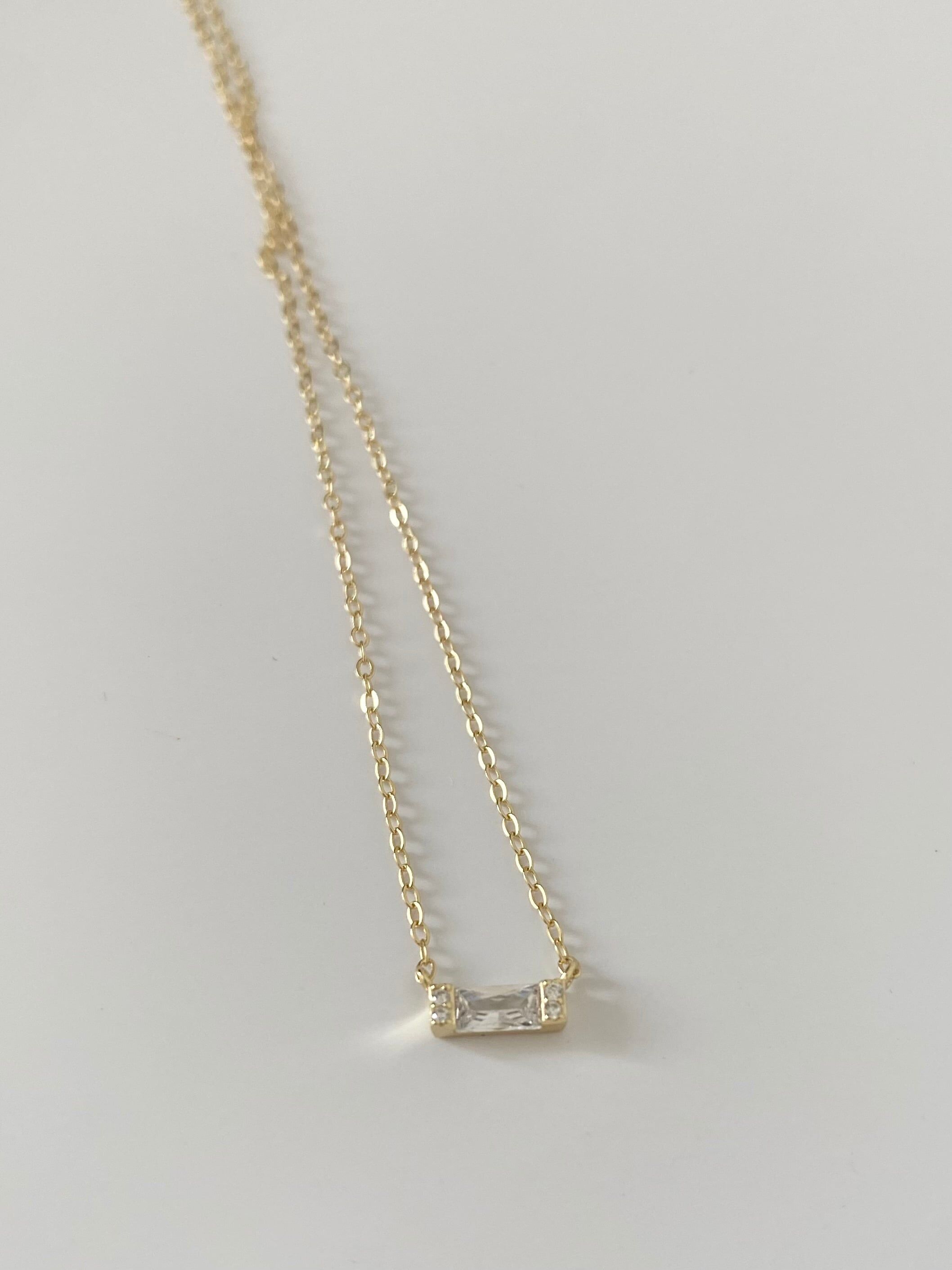 S925 square zircon necklace