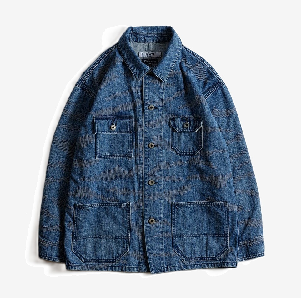 9/13 RELEASE: FDMTL JAPAN 2025 A/W TIGER SASHIKO COVERALL JACKET 3YR WASH - INDIGO PRE ORDER ITEM (預訂中)