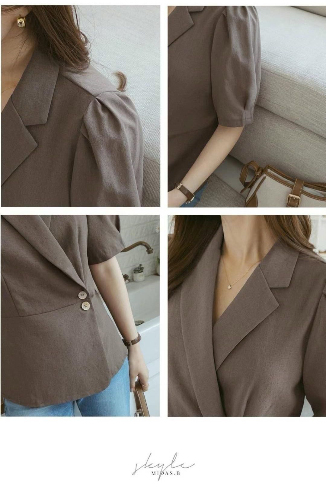 TOP#7731🤍輕束啞金側扣西裝上衣