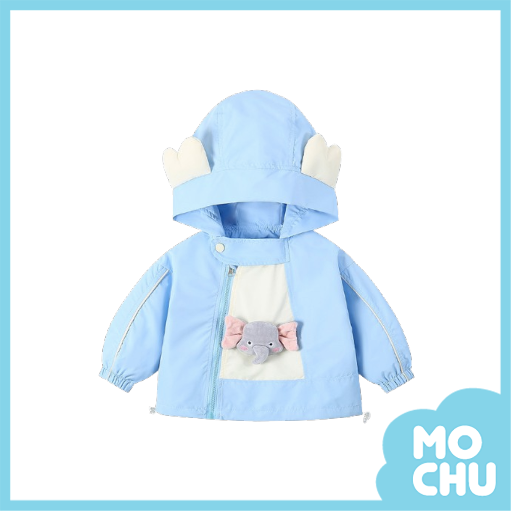 藍色大象拉鍊連帽外套