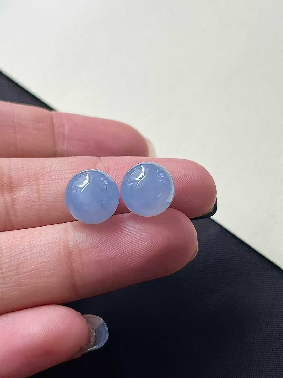 9632 翡翠紫羅蘭珠子一對 (10mm直徑)