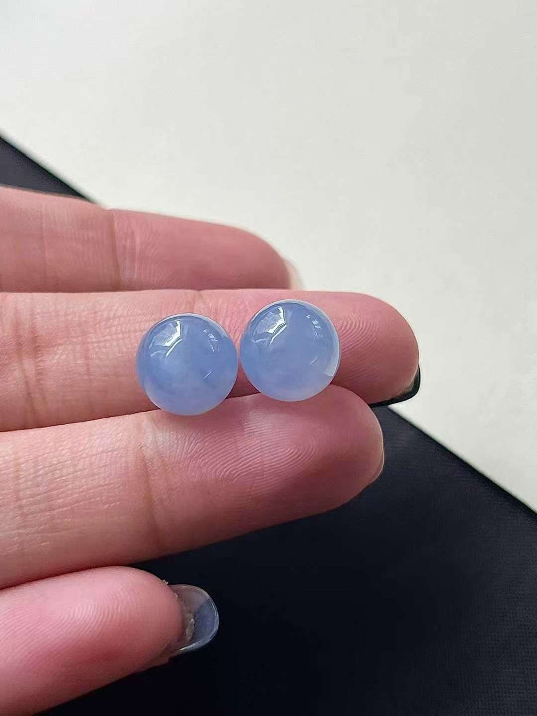 9632 翡翠紫羅蘭珠子一對 (10mm直徑)