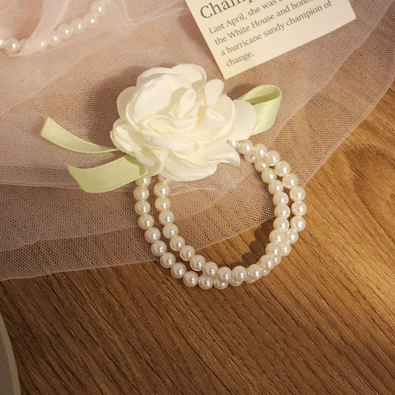 [3 FOR RM10] White Camellia Double Pearl Hair Tie