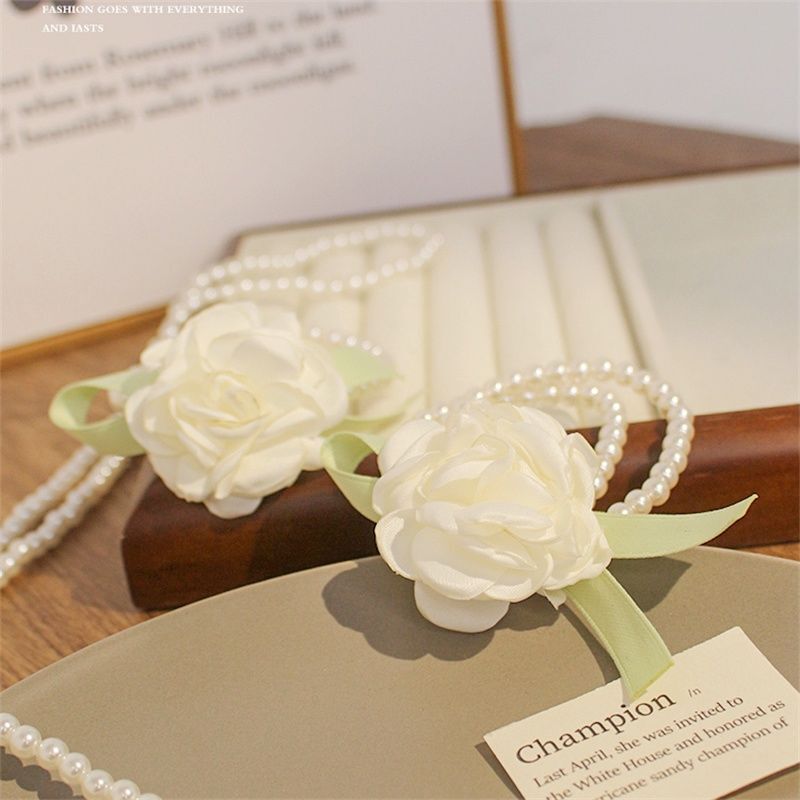 [3 FOR RM10] White Camellia Double Pearl Hair Tie