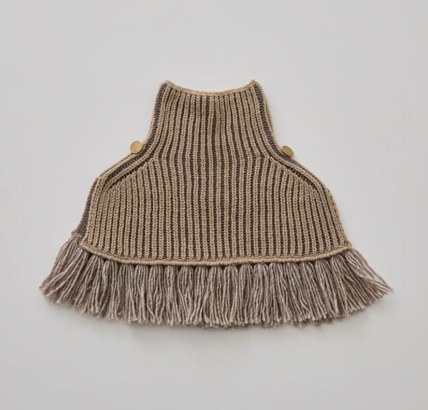 ELFINFOLK 羊毛針織高領斗蓬 Rib knit Knight cape Ⅱ beige