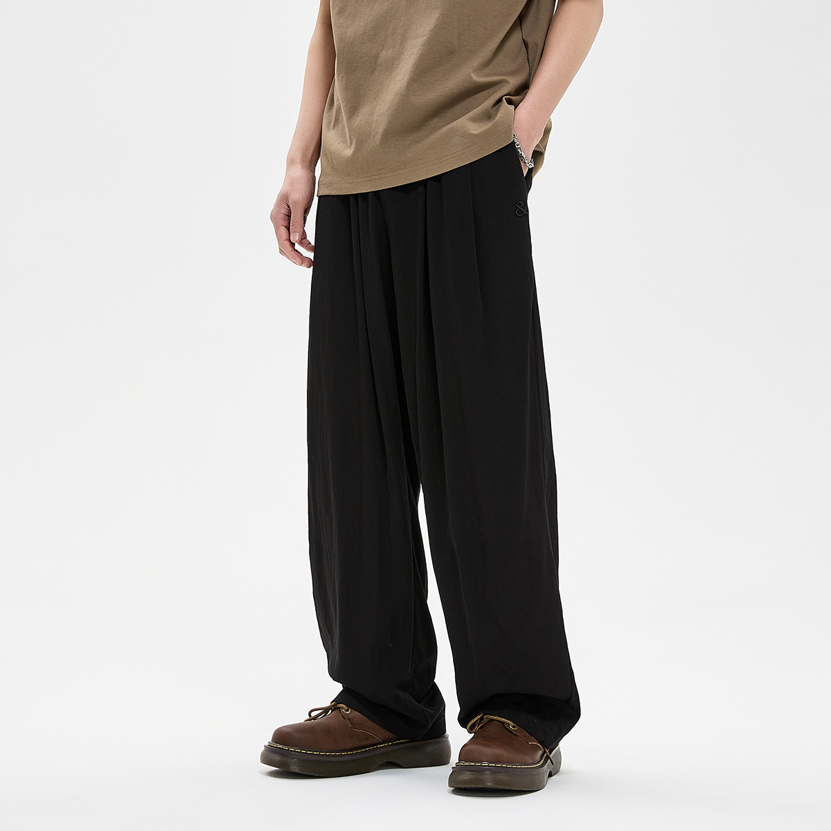 9M29 慵懶垂墜感打摺休閒長褲 五色