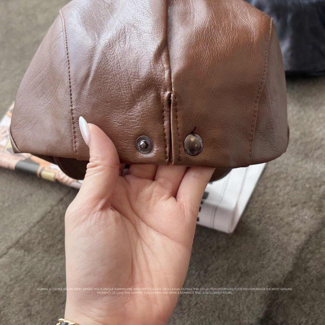 【皮革鴨舌帽】質感秋冬 凹造型必備 皮帽子 皮革 帽子 (現貨)