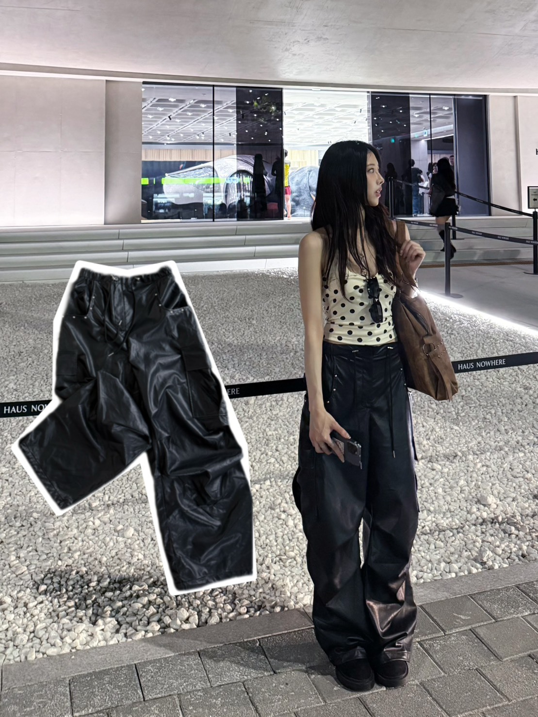現貨! 9.amez project 99ams leather cargo pants 卯釘皮革工裝褲