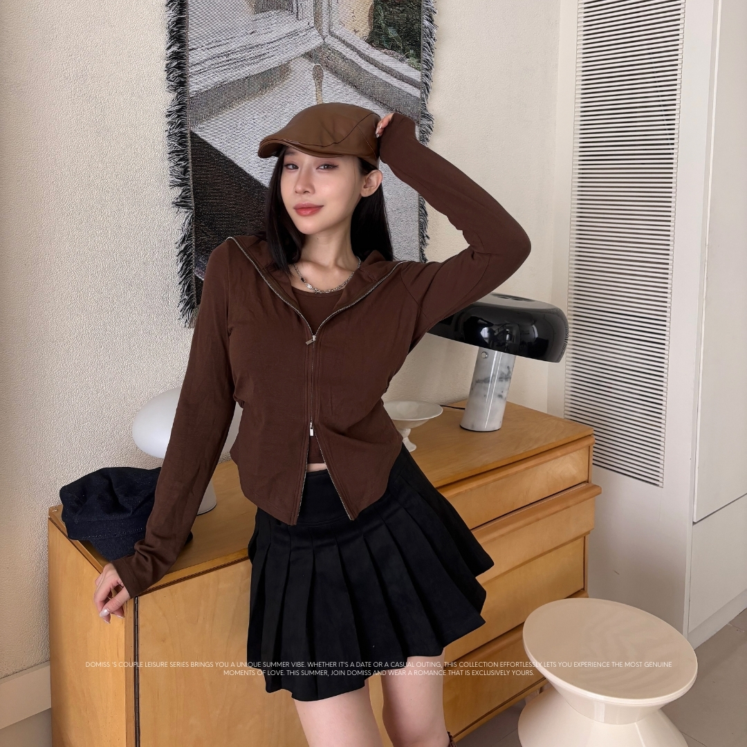 【凹造型假兩件】DOMISS連身外套+背心-4色 套裝 秋冬外套 長袖上衣(現貨)