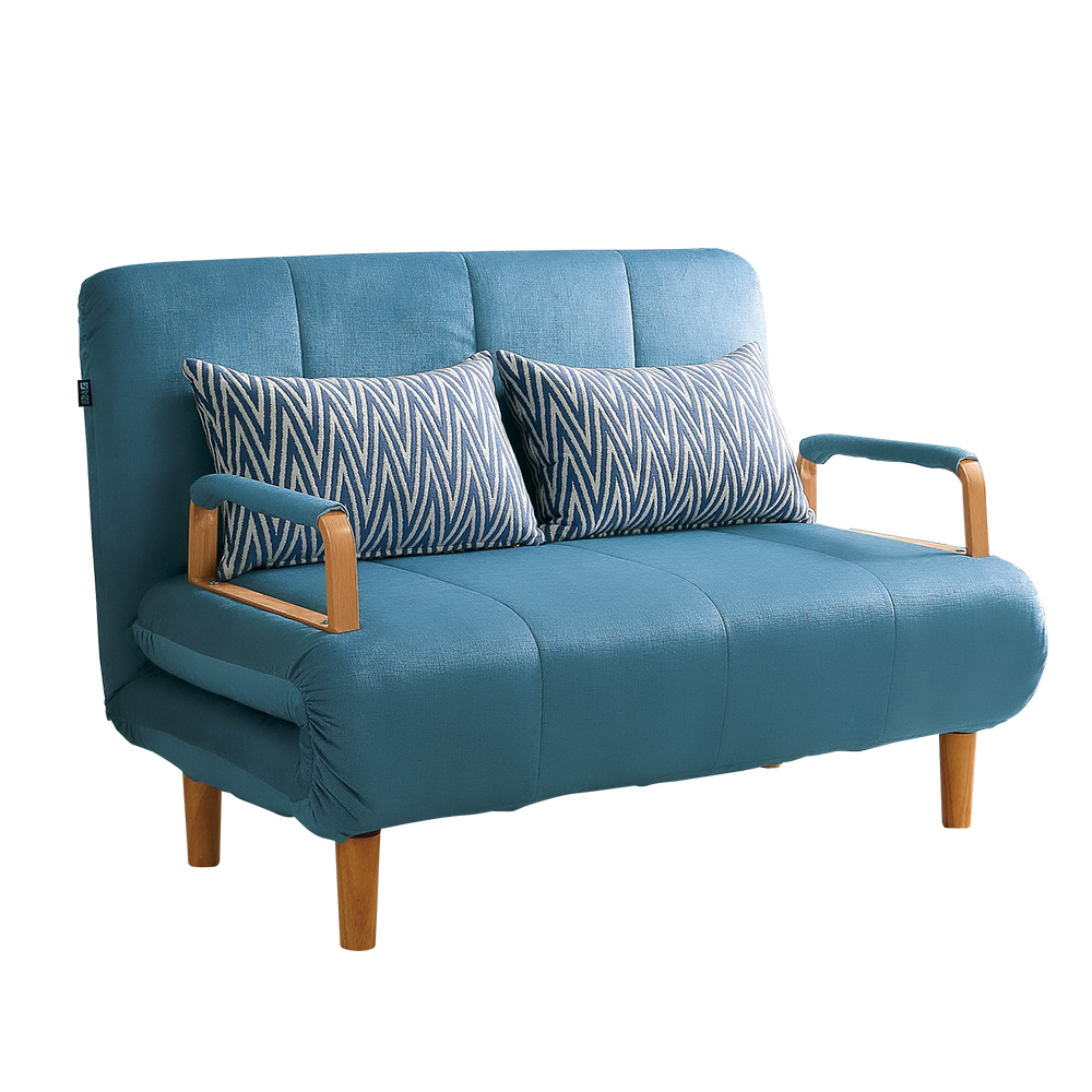 妮德藍色布沙發床/雙人椅/二人座(送抱枕)