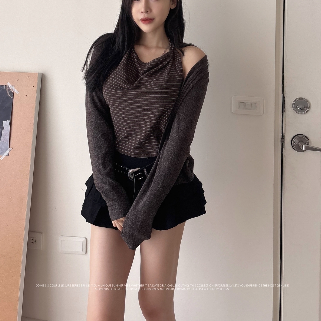 【溫柔垂領兩件套】DOMISS溫柔顯瘦 外套+背心-2色(現貨)