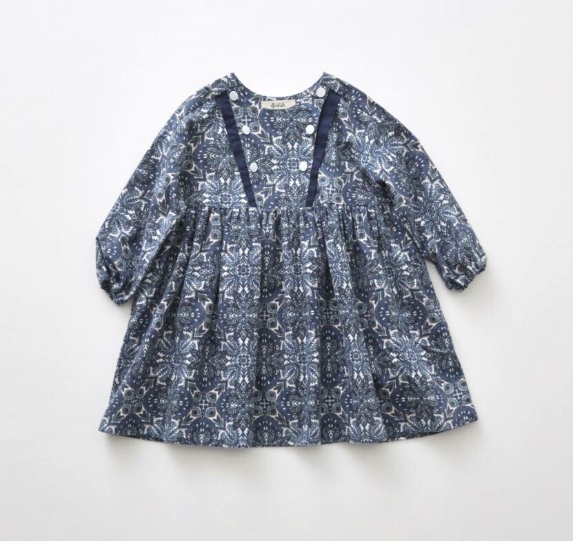 ELFINFOLK 雪晶印花連身裙 Snow Crystal Printed dress blue