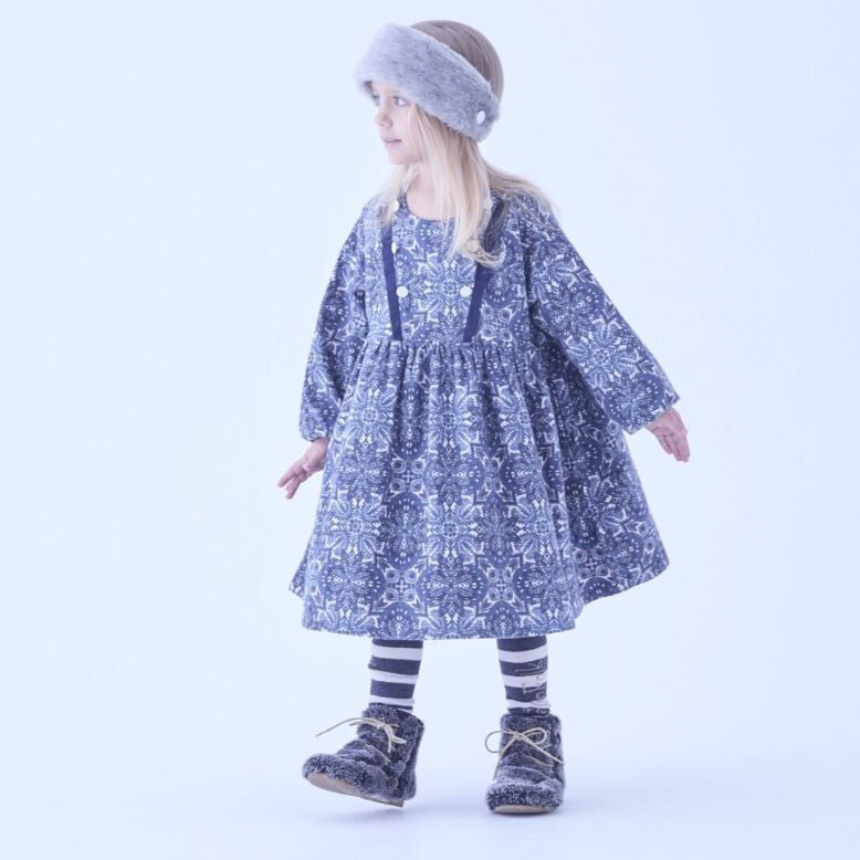 ELFINFOLK 雪晶印花連身裙 Snow Crystal Printed dress blue