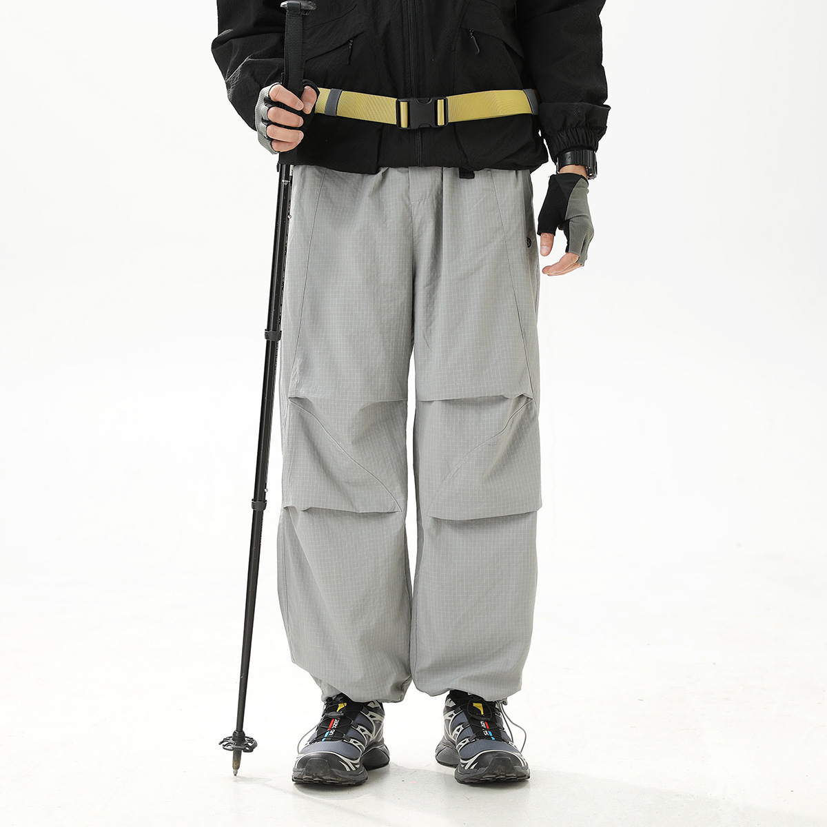 9M20 細格紋打摺設計感工裝褲 三色