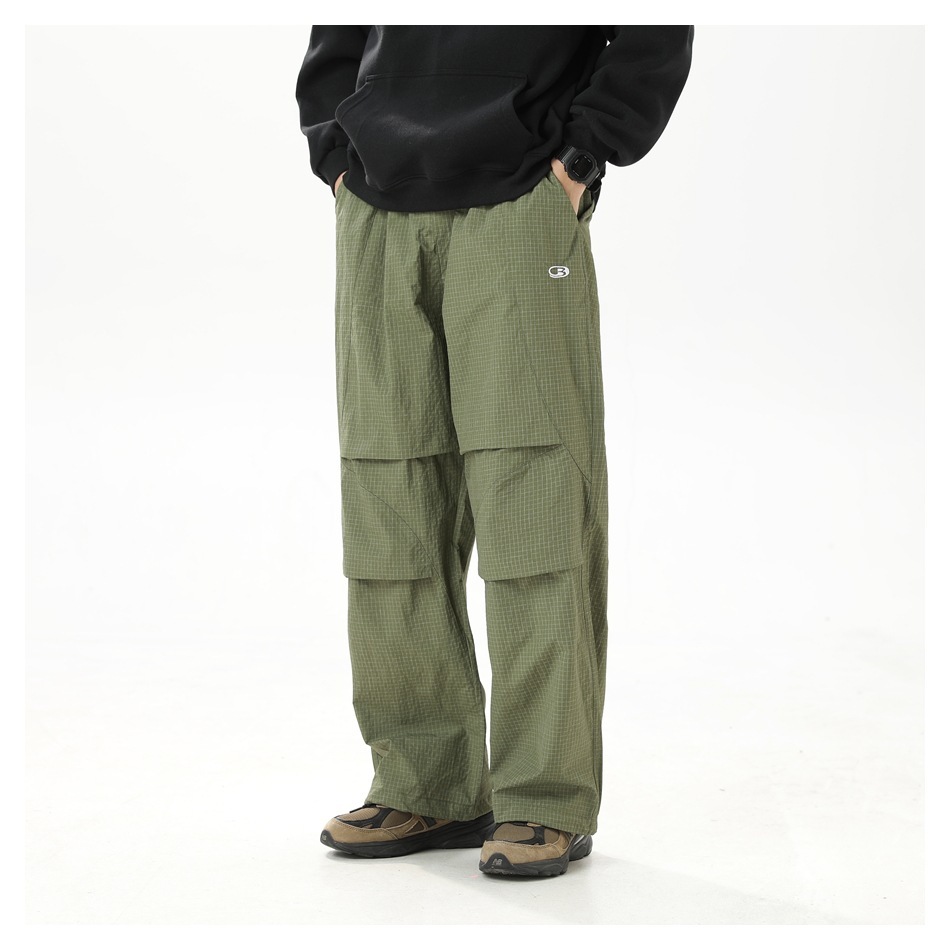 9M20 細格紋打摺設計感工裝褲 三色