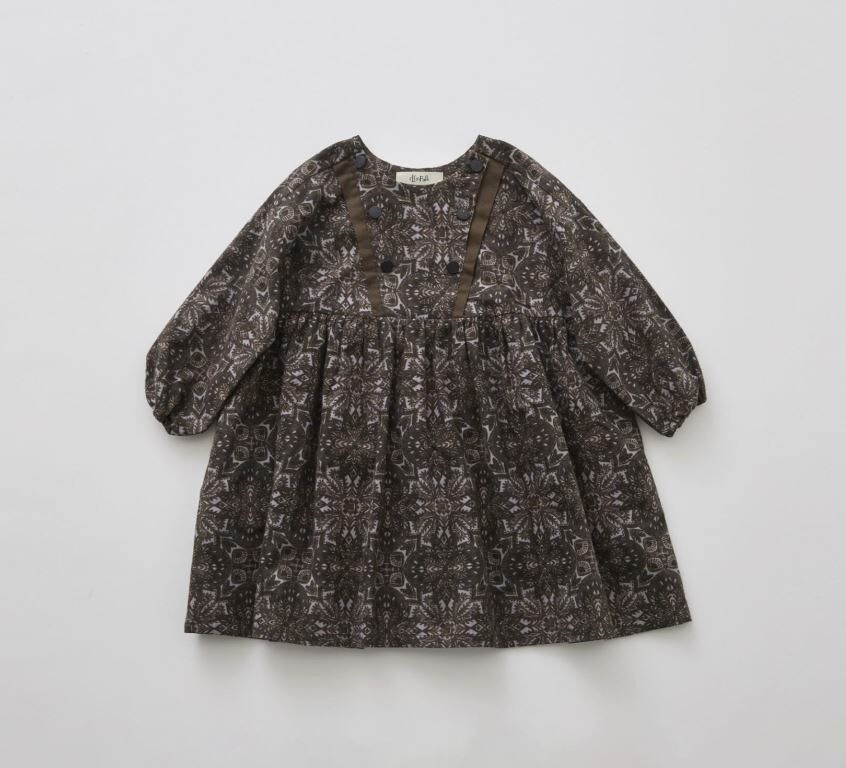 ELFINFOLK 雪晶印花連身裙 Snow Crystal Printed dress dark brown