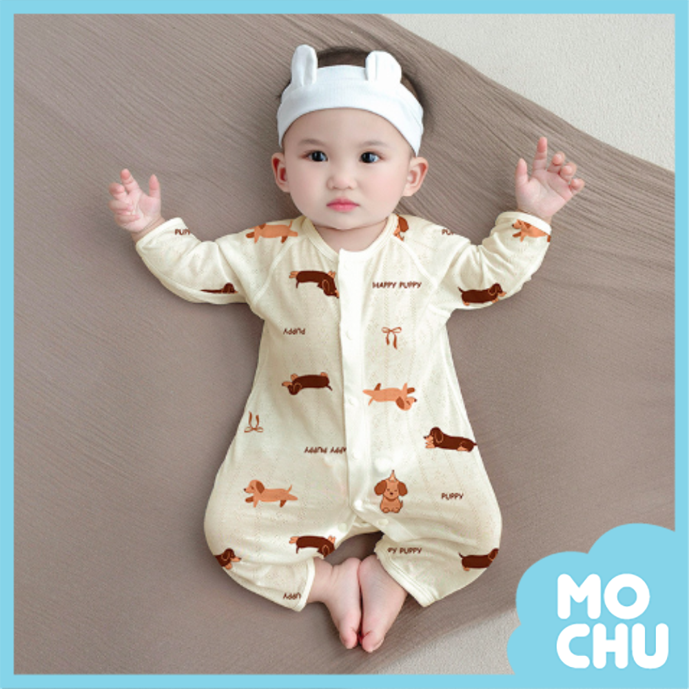 竹纖維春夏長袖連身衣-臘腸犬