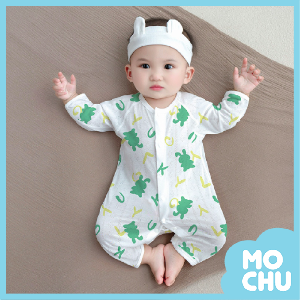 竹纖維春夏長袖連身衣-字母兔