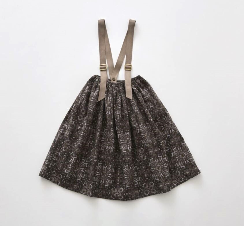 ELFINFOLK 雪晶印花吊帶裙 Snow Crystal Printed Suspenders Skirt dark brown