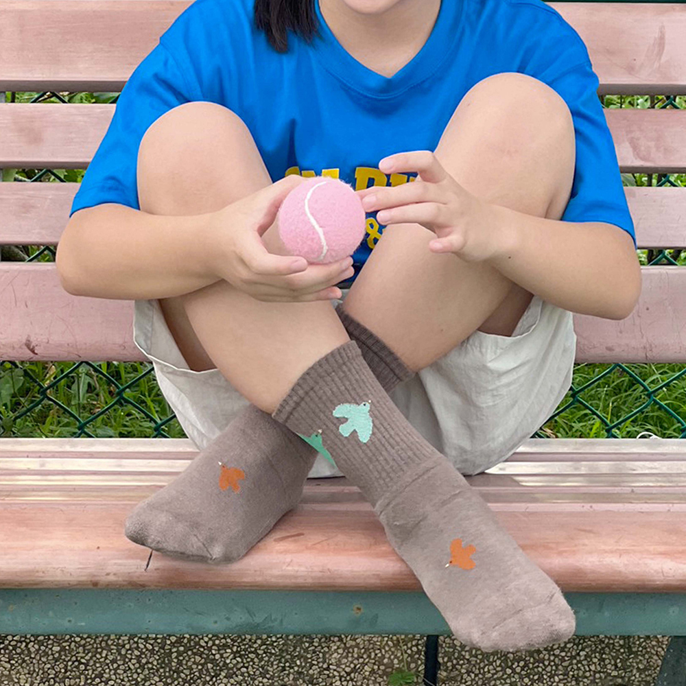 《晴鳥》3D雲感氣墊運動襪-麻鷺棕-中筒-S〈除臭/厚底〉