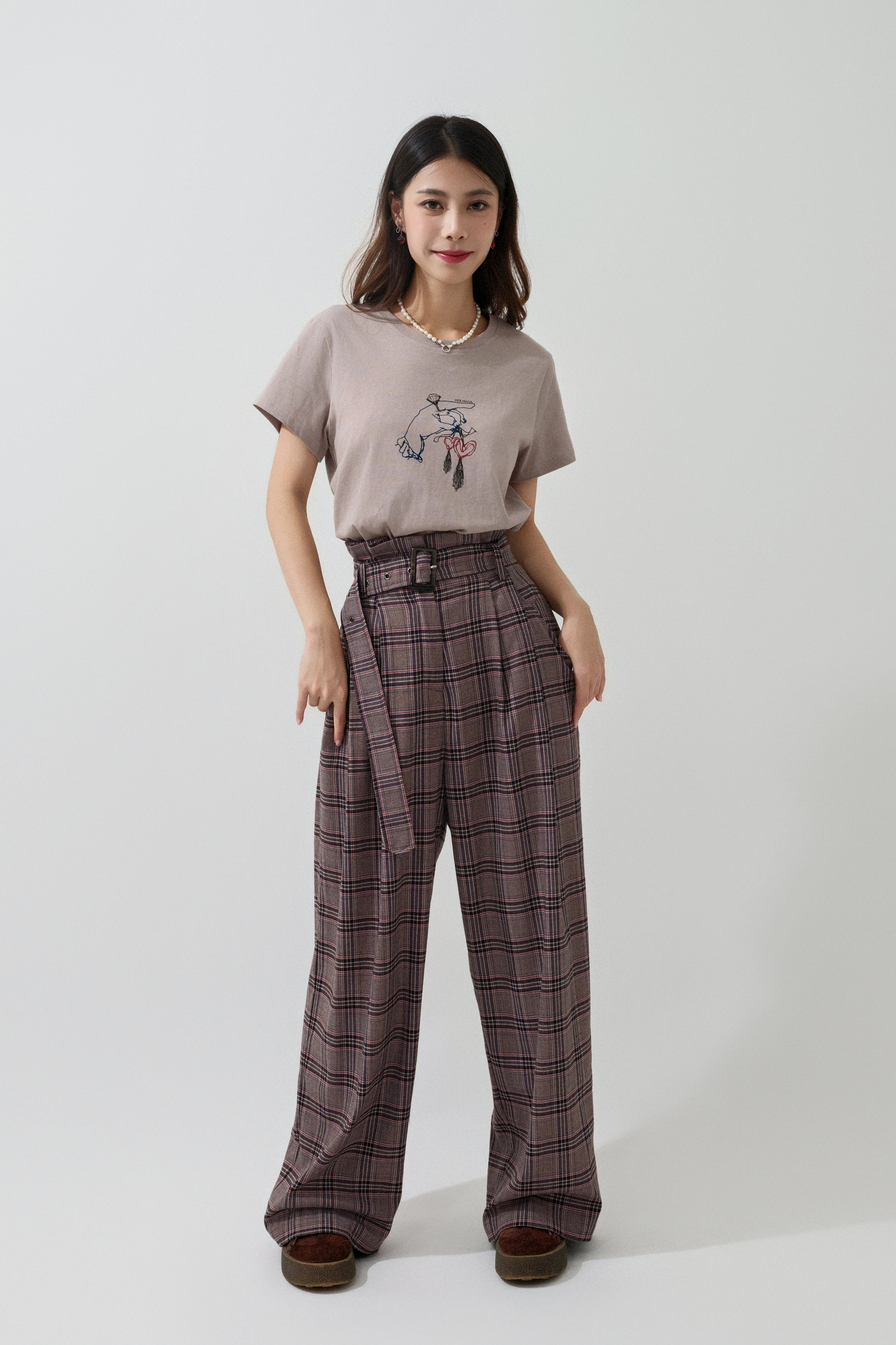 蘇格蘭格連腰帶高腰褲（現貨款式）