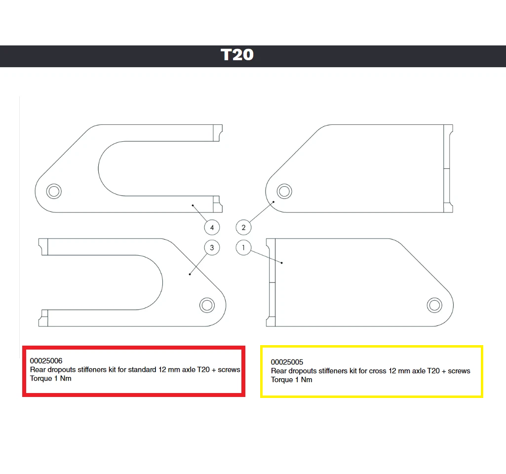 Look Rear Dropouts Stiffeners Kit